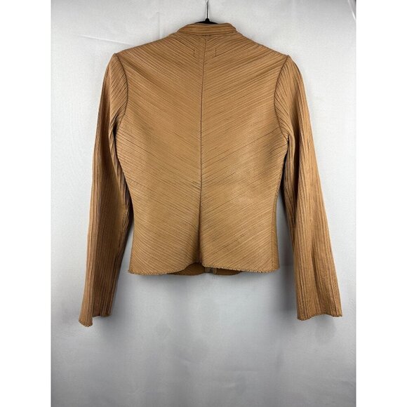Bebe Womens Tan Leather Jacket Size S - Picture 4 of 5